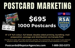 1000 Postcards Printed and Mailed via Canada Post